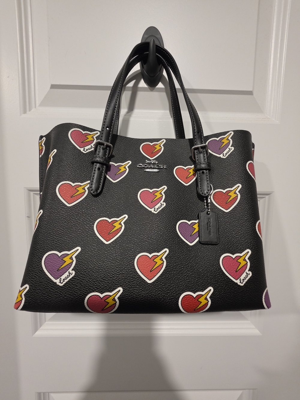 Coach Mollie Tote with Heart & Lightning Print